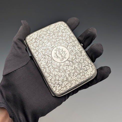 1895年 英国アンティーク 純銀製 両開き型カードケース 123g Deakin&Francis